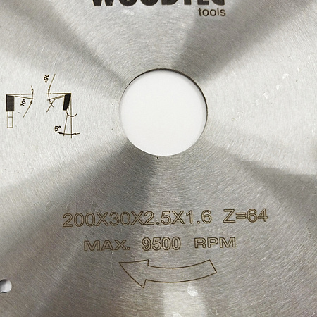 Пила дисковая Ø200 х 30 х 2,5/1,6 Z64 WZ WoodTec